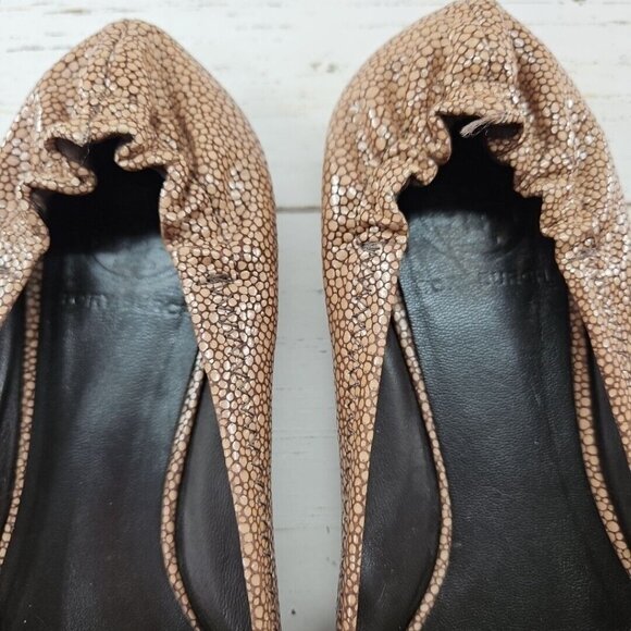 Tory Burch Reva Coconut Brown Stingray Leather Ballet Flats Womens Size‎ 8 - Picture 8 of 12